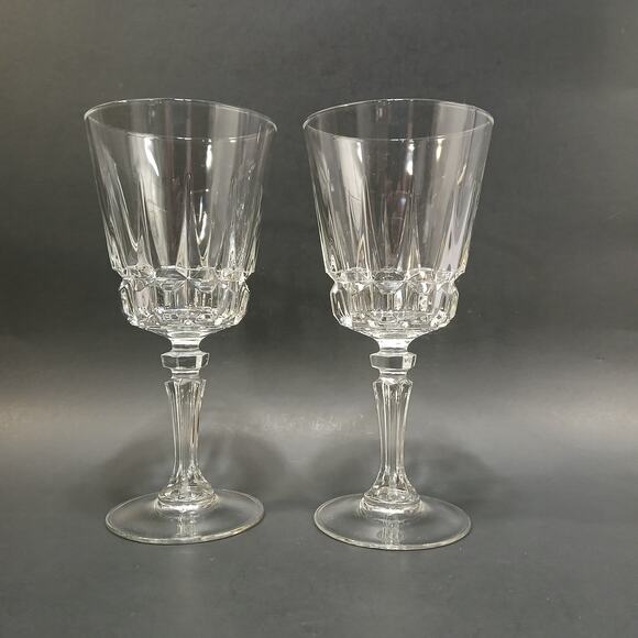 Pair of Stemmed Wine Glasses Water Goblets Chantelle by Cristal D'Arques Durand - Picture 1 of 7